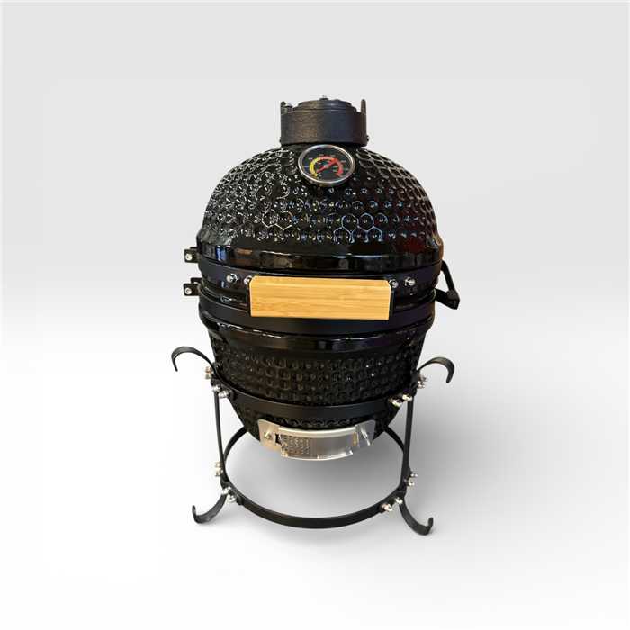 BARBECUE FUJI KAMADO NOIR EN CÉRAMIQUE 35 X 40,5CM HT 55CM - GRILLE Ø27,2CM