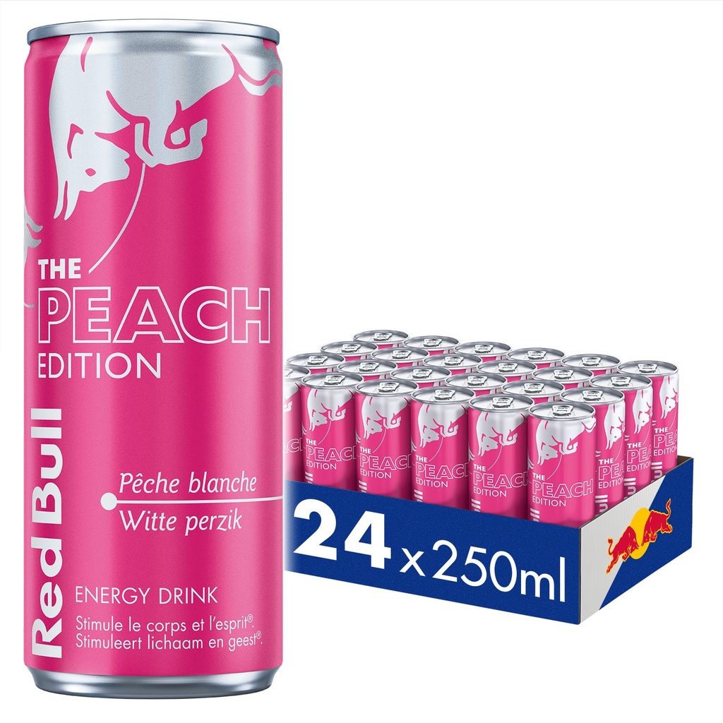 BOISSON RED BULL PECHE BLANCHE 24 X 25CL CANETTE SLEEK ***S/CDE***
