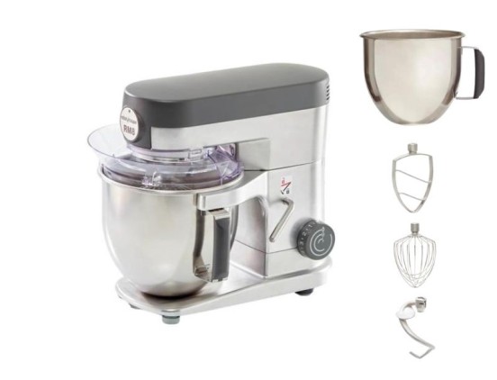 ROBOT COUPE MELANGEUR BATTEUR RM8 + 5 SP - 700W MONO + 2 CUVES 7,6L & 5,5L + 2 FOUETS + 2 PALETTES + 2 SPIRALES INOX
