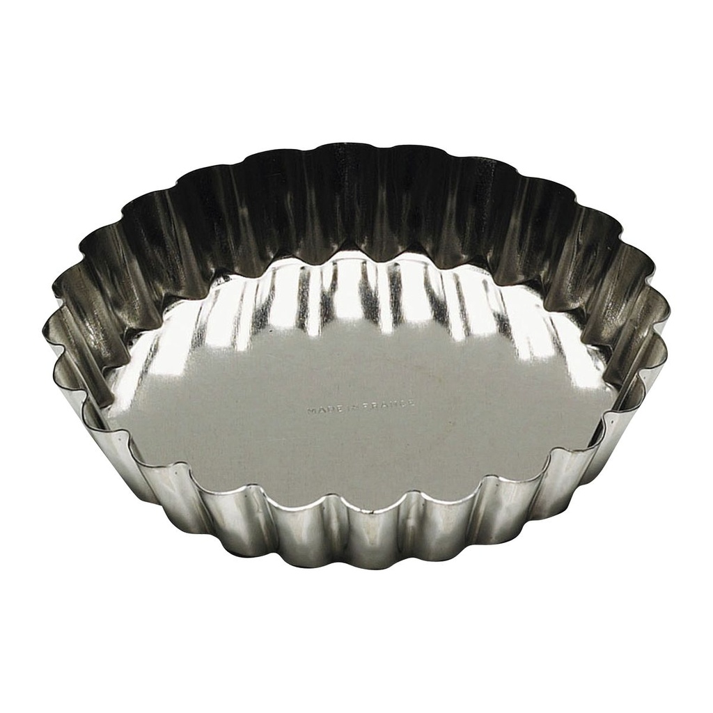MOULE TARTELETTE EN FER BLANC 10CM BORD 2CM  MOYEN CANNELURE