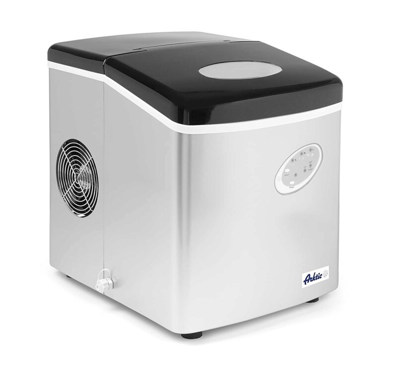 ARKTIC TABLETOP ICE MAKER 12KG/24H STAINLESS STEEL WITH BLACK ABS LID - 3 ICE SIZES - 3.2KG RESERVE