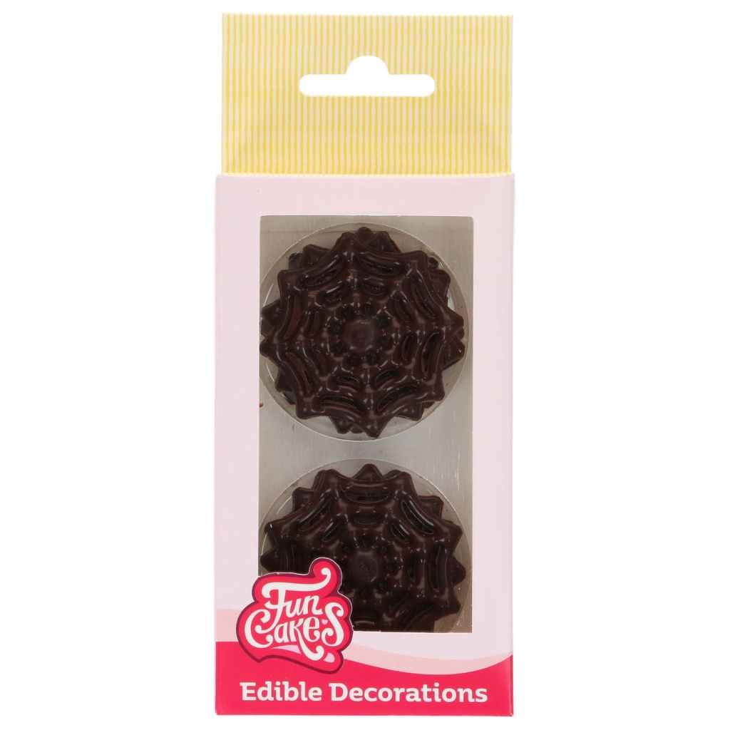 FUNCAKES - DECORATIES VAN PURE CHOCOLADE - SPINNENWEB - Ø4,5CM - 6STK.