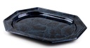 PLATEAU OCTOGONAL EN PLASTIQUE - NOIR MARBRÉ - 46 x 30 CM - 5 PCS