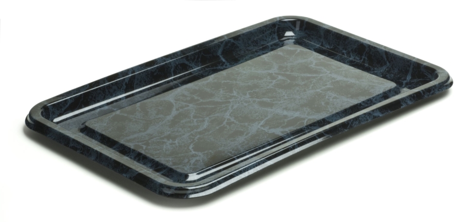 PLATEAU RECTANGULAIRE EN PLASTIQUE - NOIR MARBRÉ - 55 x 37 CM - 5 PCS