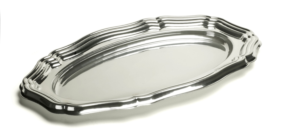OVAAL PLASTIC DIENBLAD - ZILVER - 46 × 30 CM - 5 STUKS