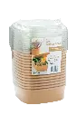 RAVIER CARRÉ KRAFT AVEC COUVERCLE TRANSPARENT - 170 x 170 MM - HT 50 MM - 900 ML - 15 PCS