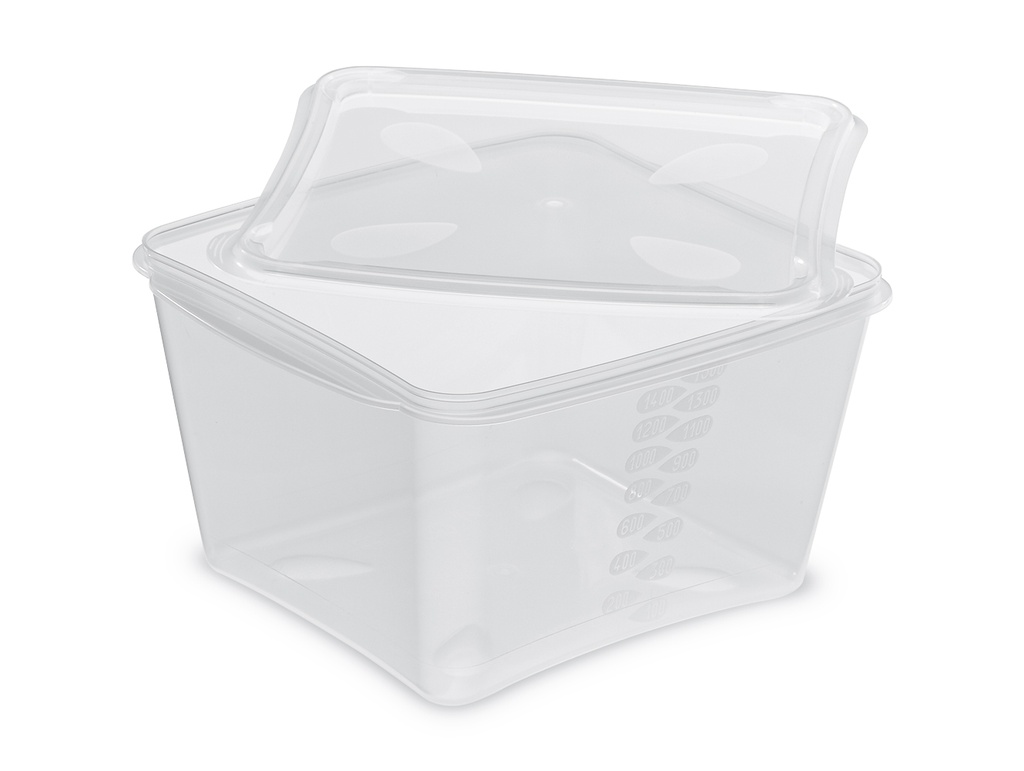PRESTIPACK - BOÎTE DE CONSERVATION RECTANGULAIRE TRANSPARENTE AVEC COUVERCLE - COMPATIBLE MICRO-ONDES - 175 x 159 MM - HT 95 MM - 1500 ML - 30 PCS