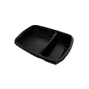 DELIVERIPACK - 2-COMPARTMENT RECTANGULAR BLACK PLASTIC TRAY WITH TRANSPARENT LID - 232 × 172 MM - HEIGHT 60 MM - 600 + 300 ML - 30 PCS