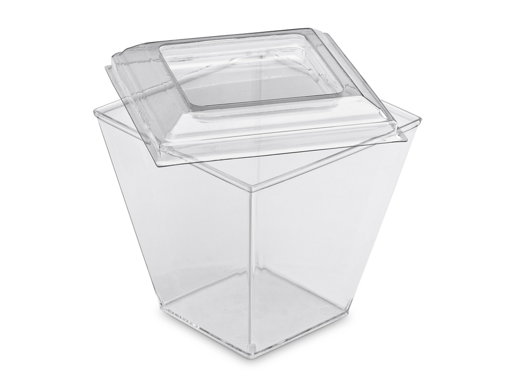 MOULIPACK - SQUARE TRANSPARENT VERRINE WITH LID - 69 × 69 MM - HEIGHT 65 MM - 20 CL - 50 PCS