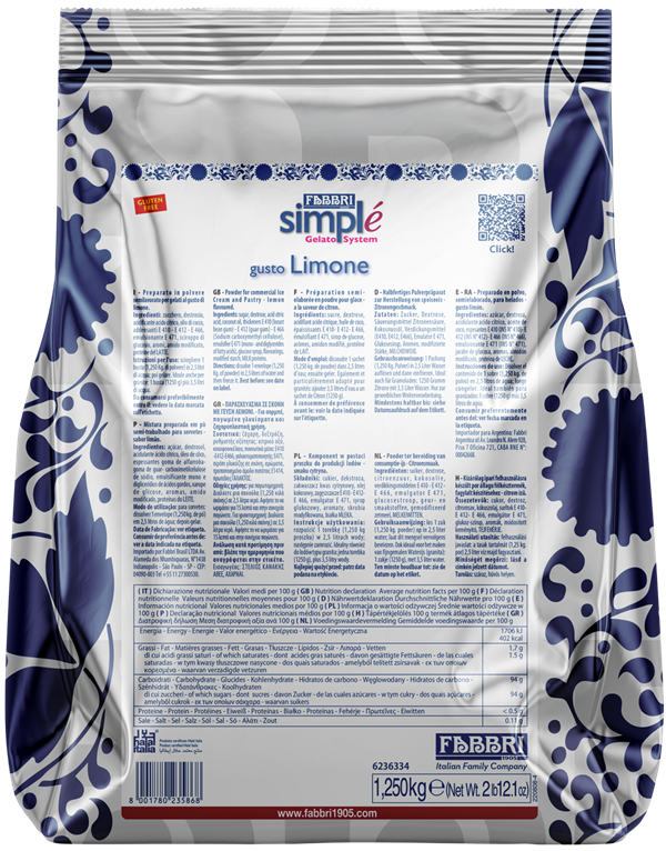 FABBRI - SIMPLÉ CITRON - 1,25 KG