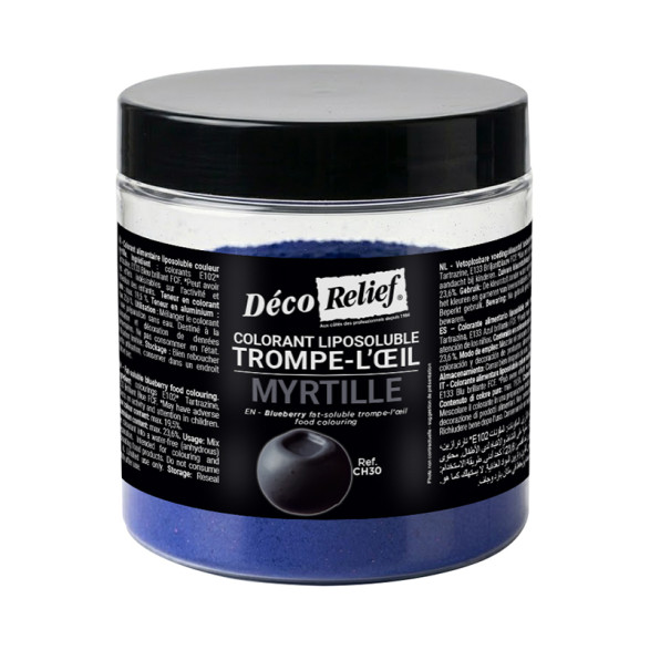 LIPOSOLUBLE FOOD COLORING FOR TROMPE-L'OEIL - BLUEBERRY - 100 G