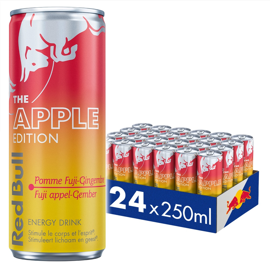 BOISSON RED BULL APPLE EDITION POMME FUJI-GINGEMBRE  24 X 25CL  CANETTE SLEEK **S/CDE**