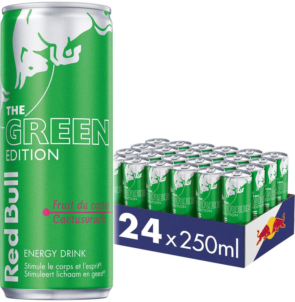 BOISSON RED BULL GREEN EDITION FRUIT DU CACTUS  24 X 25CL  CANETTE SLEEK **S/CDE** 