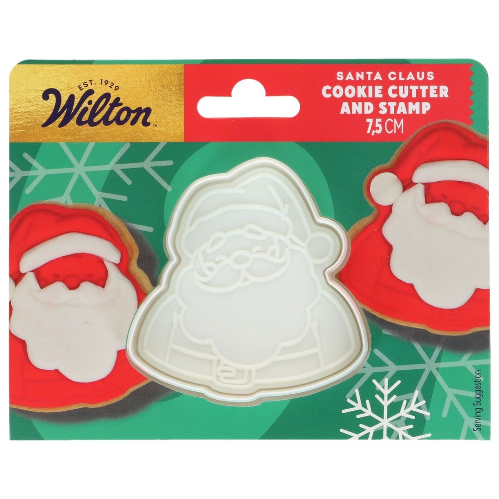 WILTON - EMPORTE-PIÈCE À BISCUITS AVEC POUSSOIR - PÈRE NOËL - 7,5 CM