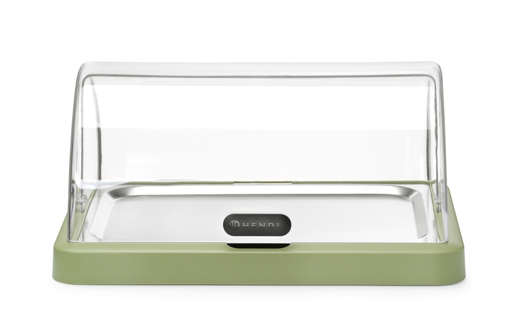 HENDI - UNIQ GROENE GEKOELDE VITRINE MET SCHUIFDEKSEL - 46 × 35,5 CM - HOOGTE 22 CM