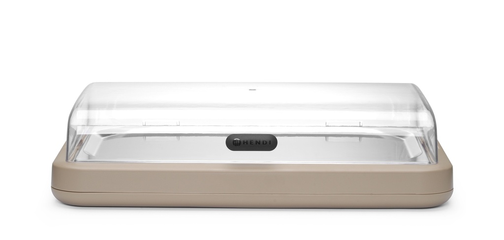 HENDI - UNIQ VITRINE DE COMPTOIR RÉFRIGÉRANTE BEIGE AVEC COUVERCLE - 59,3 x 38,9 CM HT 14,7 CM