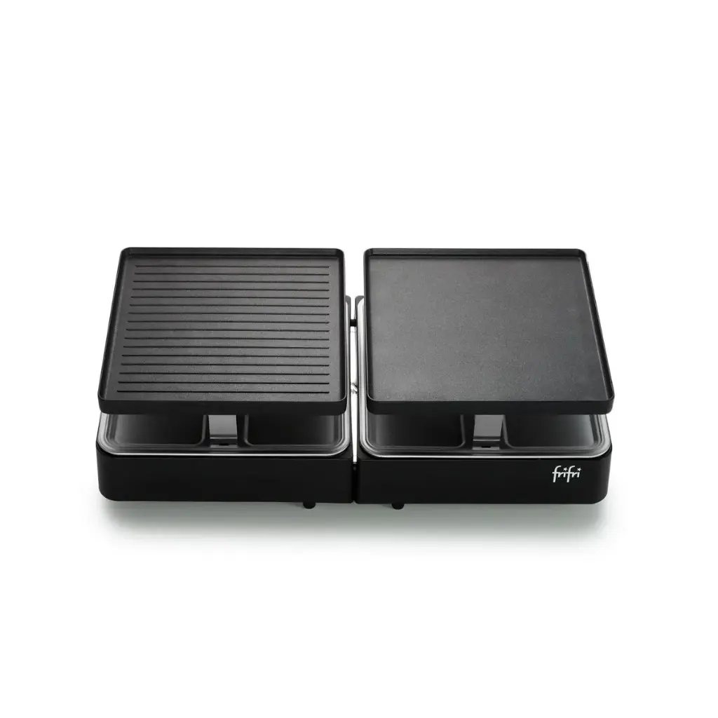 FRIFRI - APPAREIL À RACLETTE EXTENSIBLE - PLAQUE DE CUISSON RÉVERSIBLE - 1300W - 31 x 29,8 CM HT 23CM