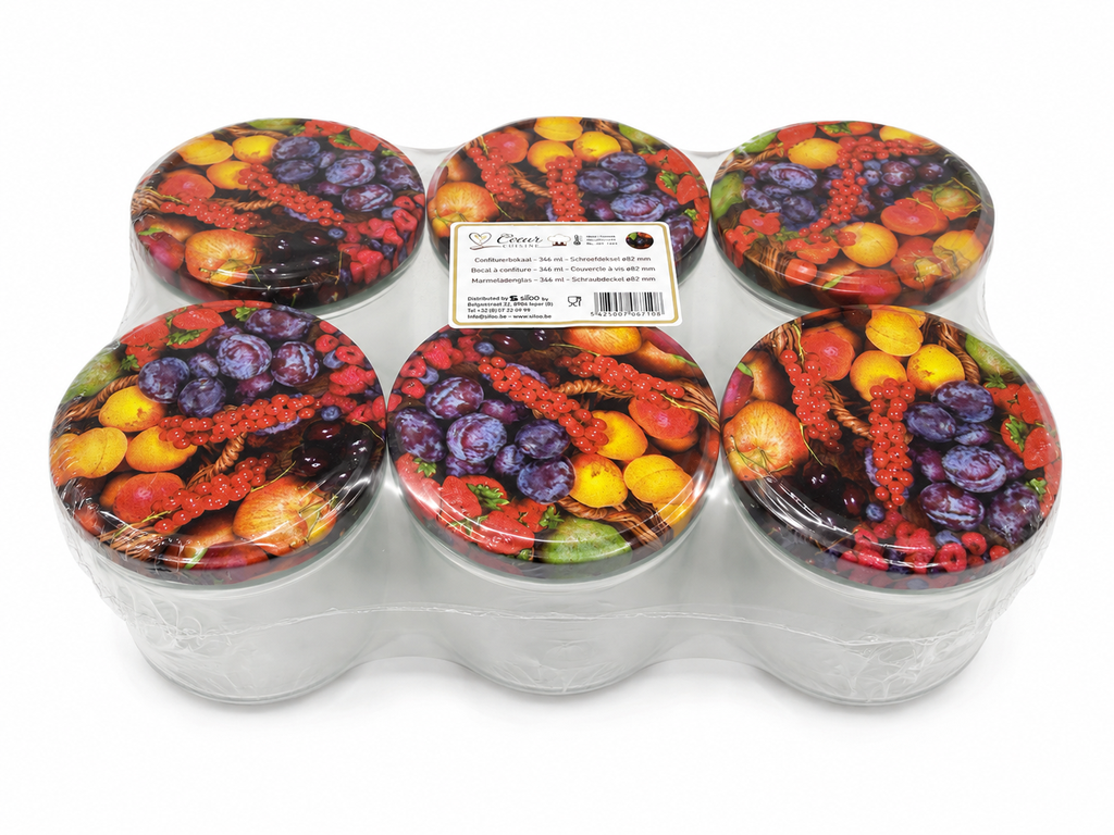 WECK - CONFITUURPOTTEN MET FRUITDEKSEL - 346ML - 6STK.