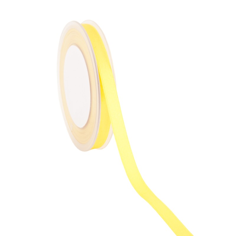 RUBAN EN SATIN DOUBLE FACE JAUNE - 10 MM X 25M