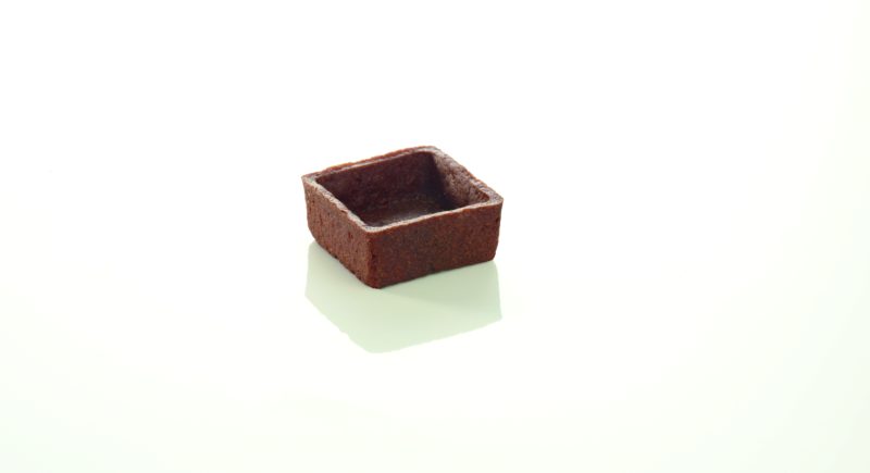 PIDY VIERKANTE SHORTBREADTAARTJE 7X7 CM H1.8CM CHOCOLADE TRENDY SCHELP 96 STUKS