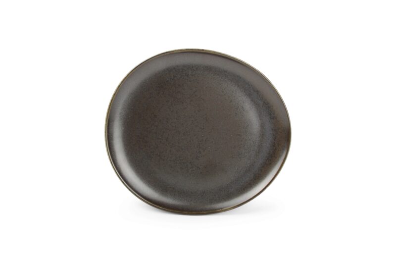 F2D BLACK CERES OVALIZED FLAT PLATE 25X23CM - 604598