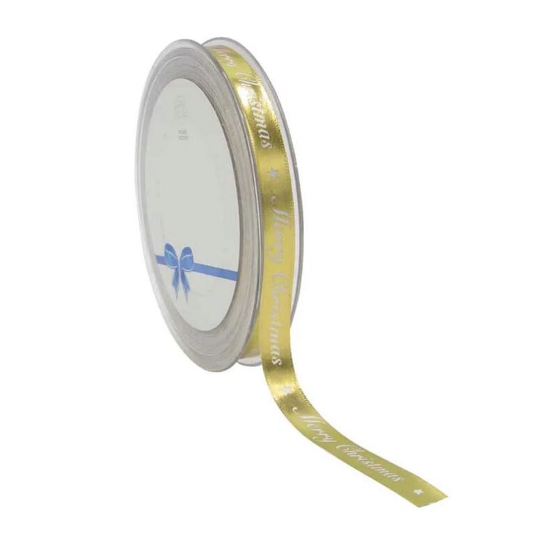 RUBAN SHINY DORE MERRY CHRISTMAS 10MM X 20M