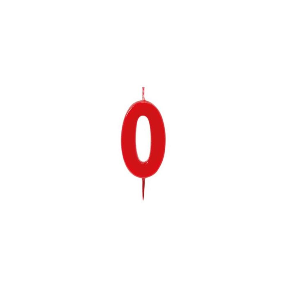 CIJFER KAARSEN ROOD N°0 HT 6CM =STUKEN