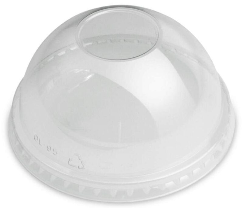 COUVERCLE PET DOME TRANSP DIAM 95MM SANS TROU PAQUET DE 100 PCES