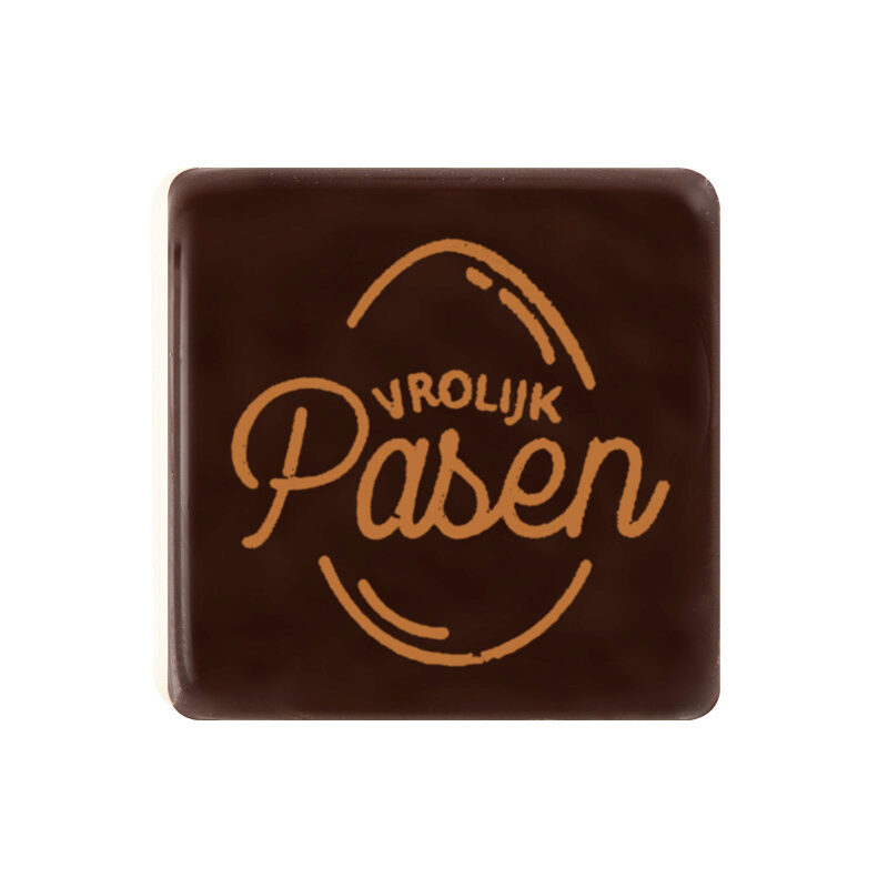 2069078 VROLIJK PASEN SQUARE PLATE 3CM DARK CHOCOLATE BROWN 175 PCES ***S/ORDER***