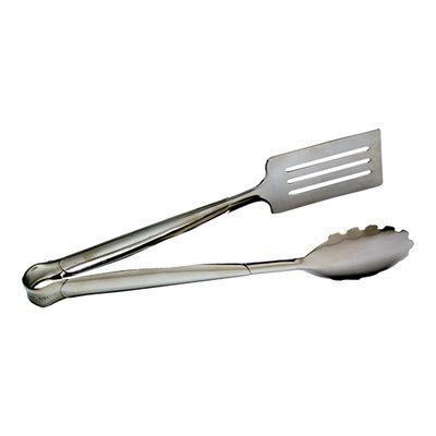 STAINLESS STEEL TONGS SPATULA SPOON + PERFORATED SPATULA 27CM