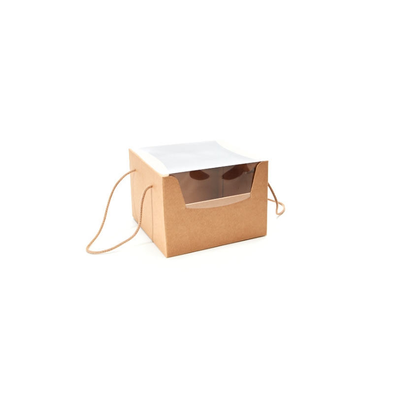 DRAAGBARE KRAFT DOOS MET VENSTER 24,5X24,5 HT 18CM FOST+ INCLUDED