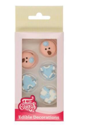 FUNCAKES BABY THEME DECORATION SUGAR BLUE 12 PCES
