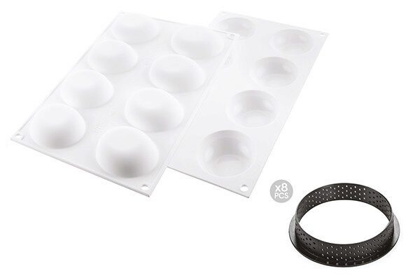 SILIKOMART KIT TARTE RING PALET Ø 70MM 8 CERCLES + MOULE 8 EMPREINTES