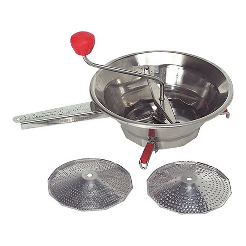MOULIN LEGUMES-PASSE VITE 3 GRILLES-24CM PIEDS REPLIABLES