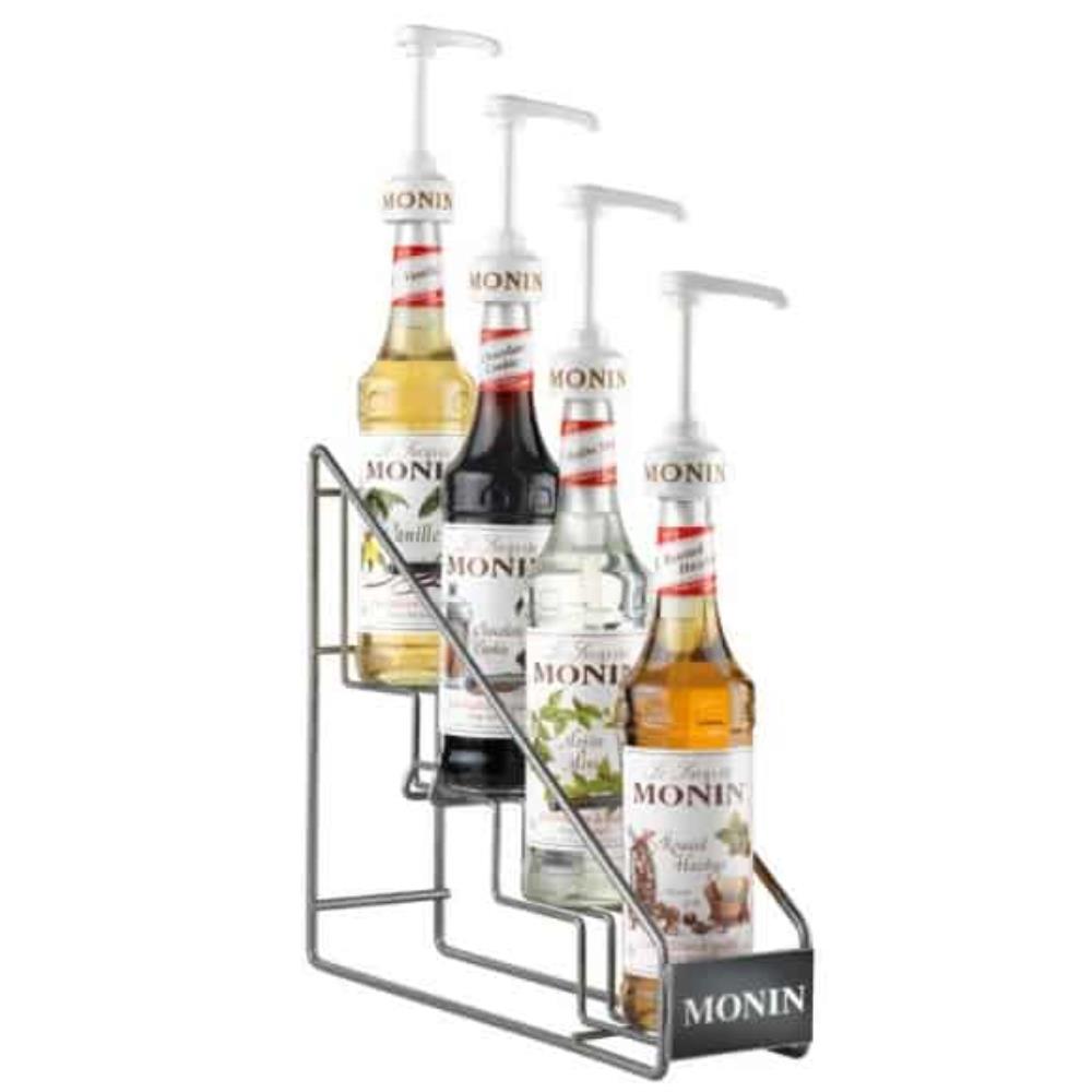 MONIN PRESENTOIR A SIROP METALLIQUE ESCALIER POUR  4 BOUTEILLES