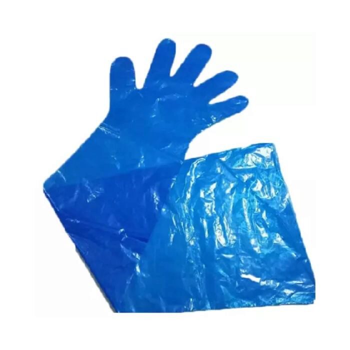 GANTS LONGUEUR EPAULE BLEU PE 90CM TAILLE UNIQUE/100PCS