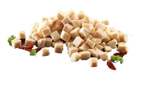 ❄️POULTRY STEAMED CHICKEN FILLET IN CUBES 12MM 2.5KG