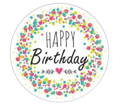 25389P DISQUE AZYME HAPPY BIRTHDAY 50MM GIRLY 24 PCES
