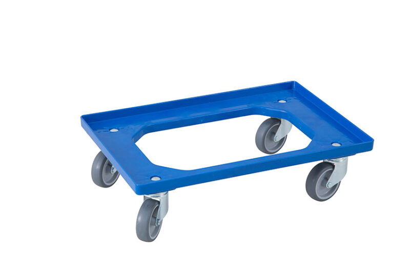 DOLLY WAGEN 60X40 BLAUWE EURONORM RUBBEREN WIELEN