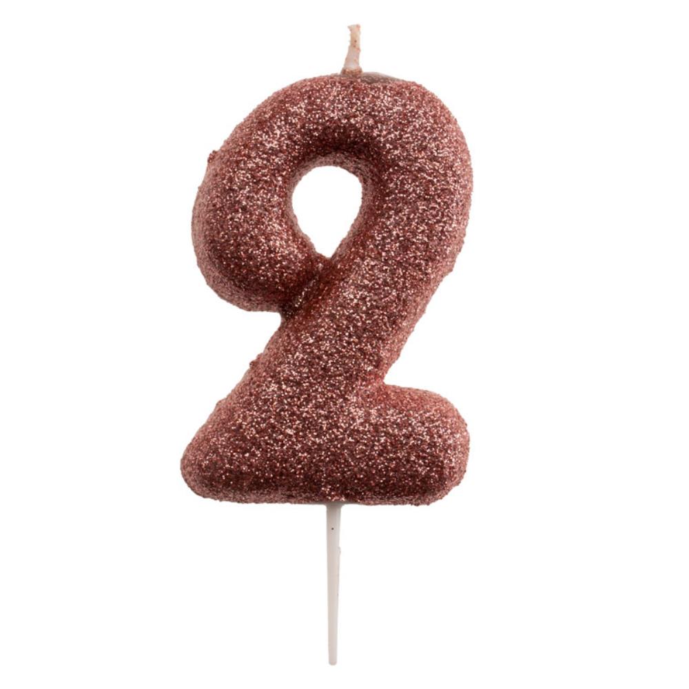 ROSE GOLD NUMBER CANDLE N°2 7CM