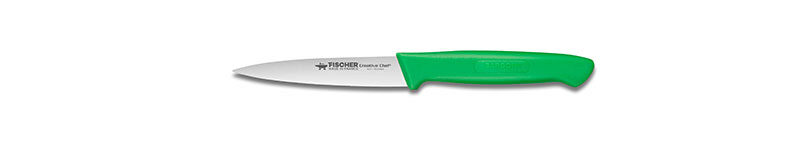 FISCHER PARING KNIFE 10CM GREEN OVERMOLDED HANDLE 5337-10