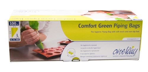 DISPOSABLE GREEN BAGS L 53 X 28CM COMFORT 100 PCS