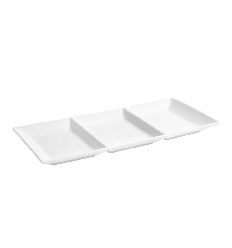 MING ASSIETTE PLATE 3 COMP RECT 32X15CM - PORCELA INE