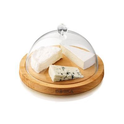BOSKA CLOCHE FROMAGE VERRE S/PLANCHE BOIS 25XH15CM