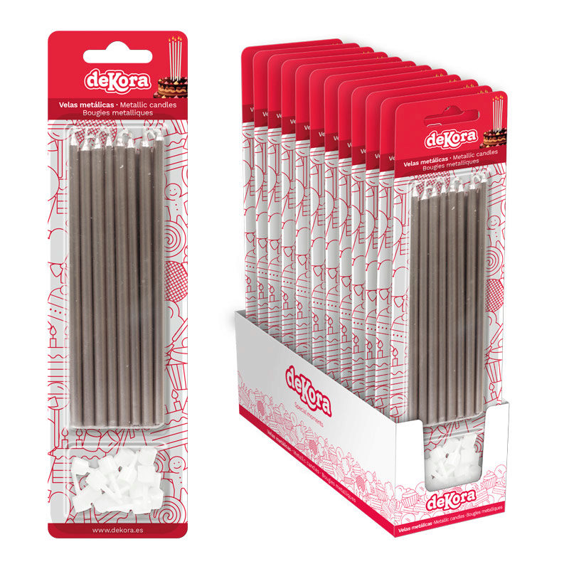 SILVER CANDLE 13CM 16 PCES