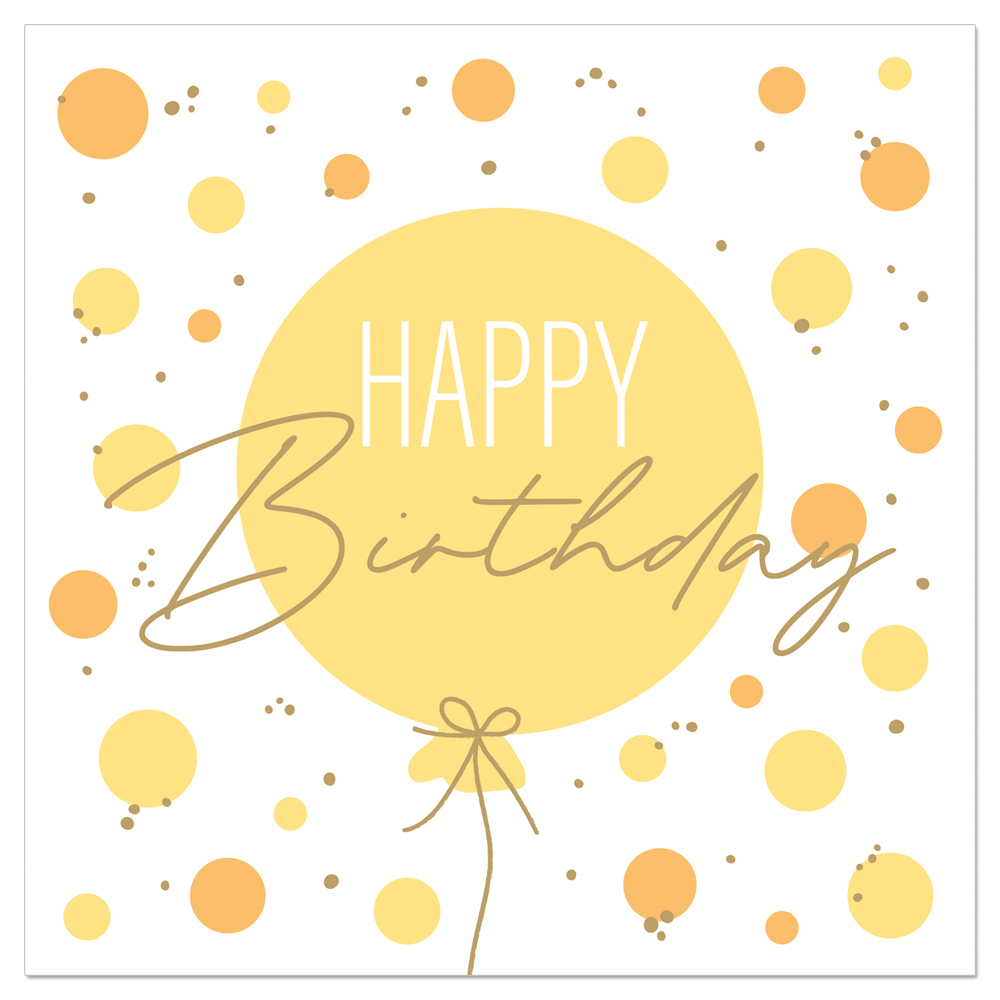 ARTEBENE SERVIETTE 33X33CM BALLON JAUNE HAPPY BIRTHDAY 20PCS
