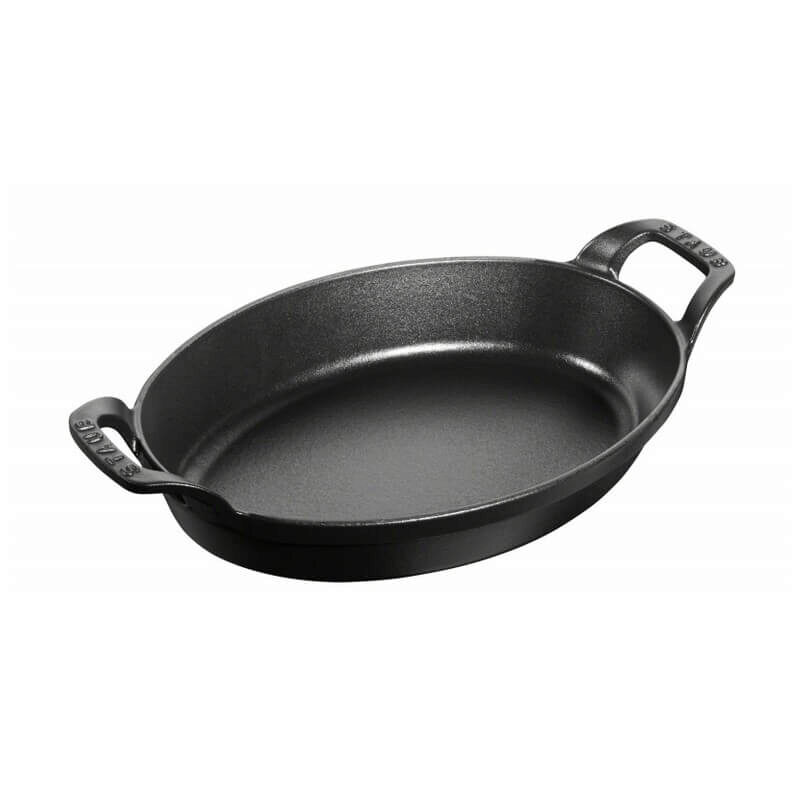 STAUB PLAT FONTE OVAL 24 CM NOIR EMPILABLE