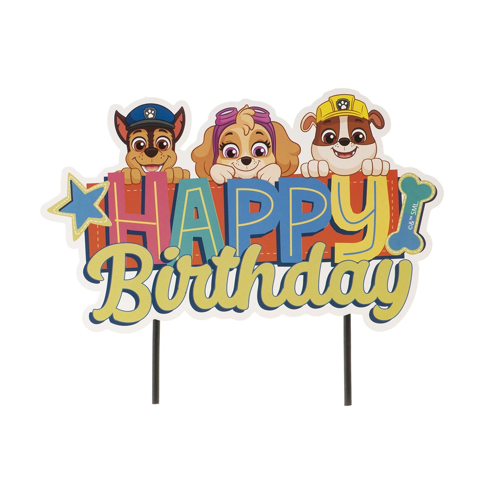 CAKE TOPPERS HAPPY BIRTHDAY PAW PATROL 17.5X15CM