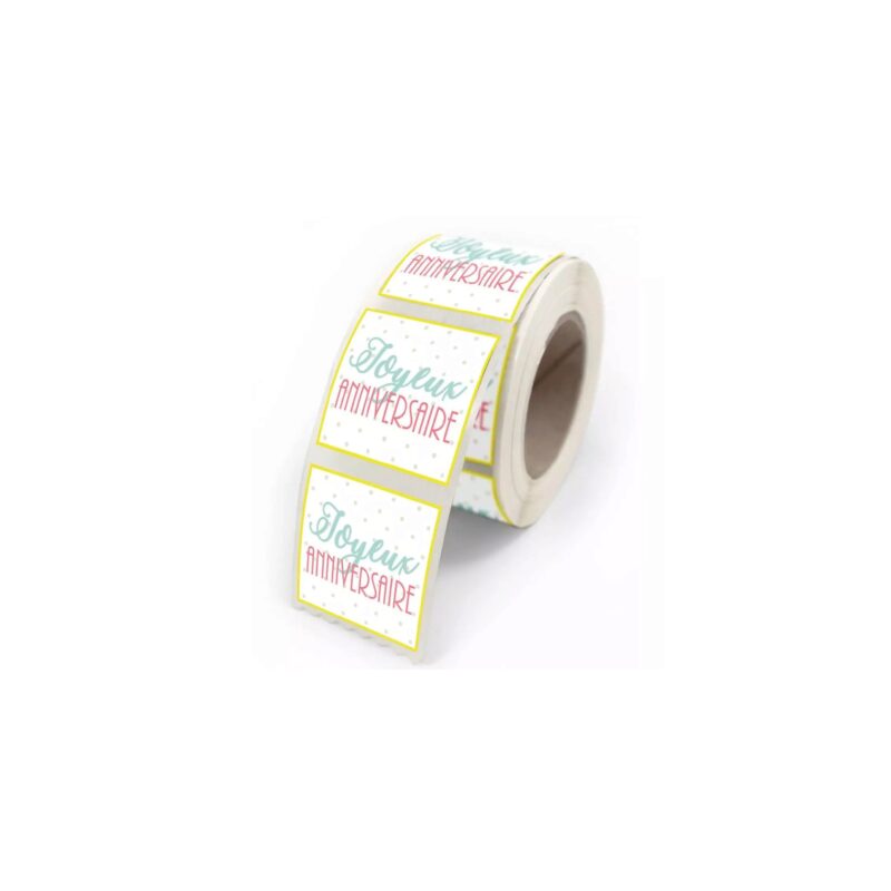 FANCY BIRTHDAY ADHESIVE LABELS ROLL OF 500