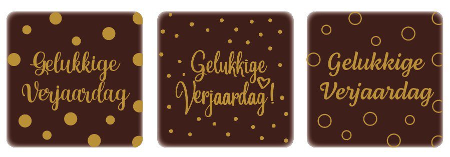 67006 VIERKANT GELUKKIGE VERJAARDAG 5X5CM 75PCS ***OP/ORDER***